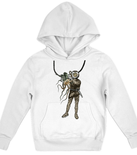Vintage Helmet Diver Holding an Octopus Underwater Kids Hoodie