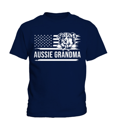 Cute AUSSIE Funny Dog pet owner Grandma US FLAG Kids T-Shirt