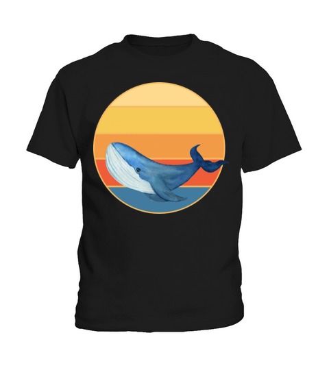 Cute Kawaii Whale Retro Sunset Vintage Ocean Kids T-Shirt