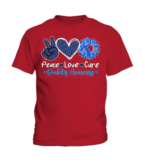 Peace Love Cure Diabetes Awareness Diabetic Blue Kids T-Shirt