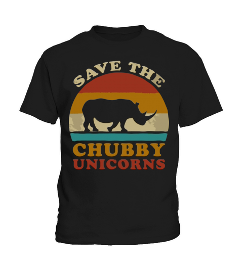 Retro Vintage Sunset Save The Chubby Unicorns Fat Kids T-Shirt