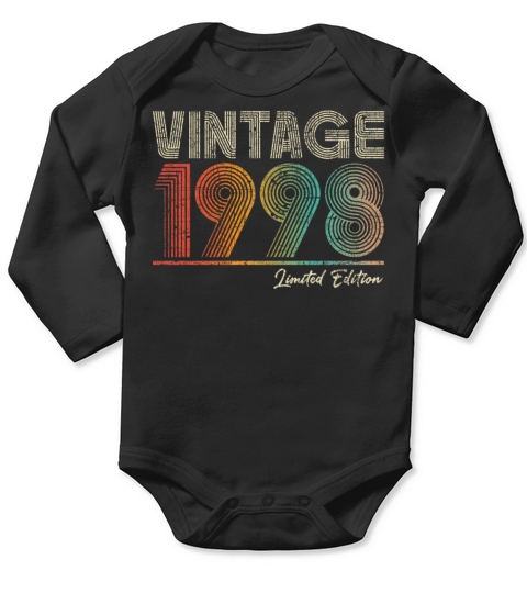 25 Years Old Vintage 1998 25th Birthday Gifts Long Sleeve Baby One-Piece