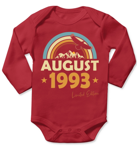 30th birthday vintage august 1993 limited edition Long Sleeve Baby One-Piece