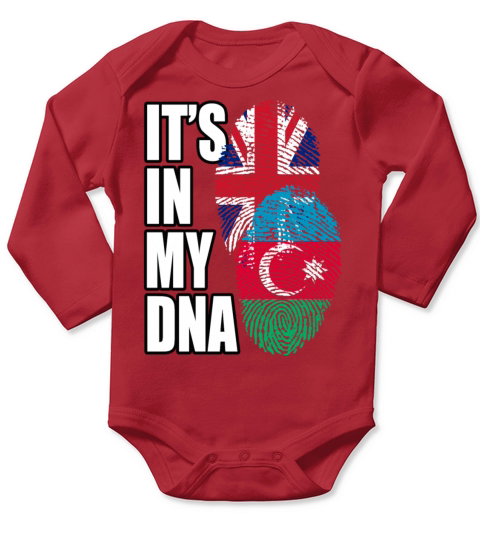 Azerbaijani And British Mix Heritage DNA Flag Long Sleeve Baby One-Piece