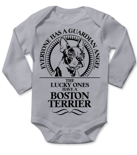 Boston Terrier Guardian Angel Dog quote Long Sleeve Baby One-Piece