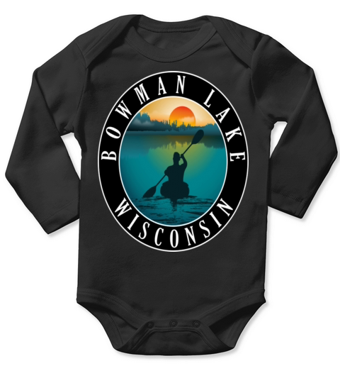Bowman Lake Wisconsin Kayaking Long Sleeve Baby One-Piece
