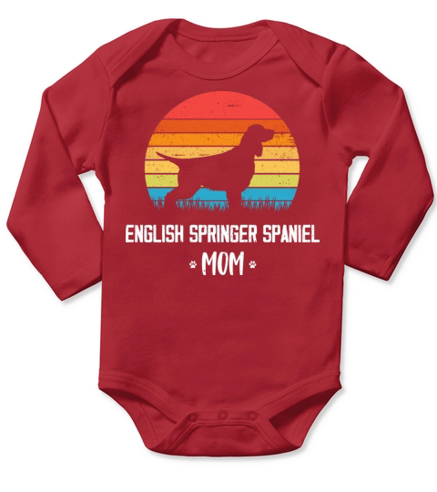 English Springer Spaniel Mom Retro Vintage Long Sleeve Baby One-Piece