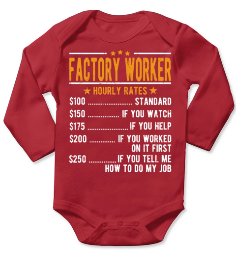 Factory Worker Hourly Rates Long Sleeve Baby One-Piece