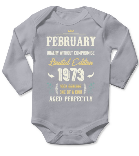 February 1973 Vintage Birthday Present Long Sleeve Baby One-Piece