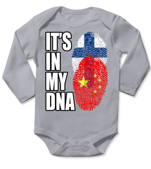 Finland And Chinese Mix Heritage DNA Flag Long Sleeve Baby One-Piece