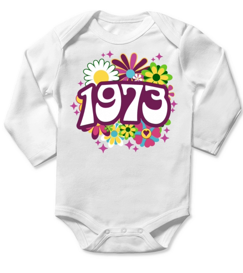 Groovy 50 Years Woman Colorful 1973 50th Birthday Long Sleeve Baby One-Piece