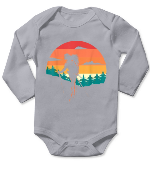 Hiker Vintage Camping Sunset Long Sleeve Baby One-Piece