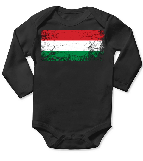 Hungarian National Flag Vintage Long Sleeve Baby One-Piece