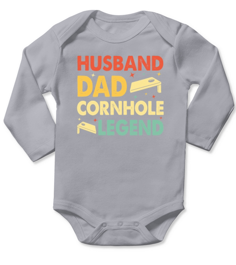 Husband Dad Cornhole Legend Funny Cornhole Long Sleeve Baby One-Piece