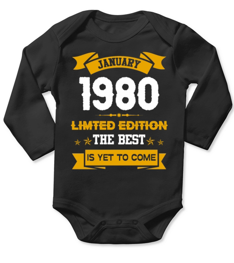 January 1980 Birthday Surprise Long Sleeve Baby One-Piece