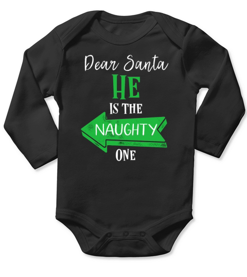 Matching Christmas Couples Sweater He Is The Naugh Long Sleeve Baby One-Piece