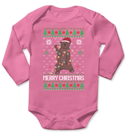 Merry Christmas bear ugly sweater Long Sleeve Baby One-Piece
