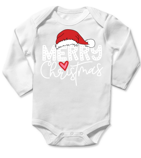Merry christmas vintage typography lettering Long Sleeve Baby One-Piece