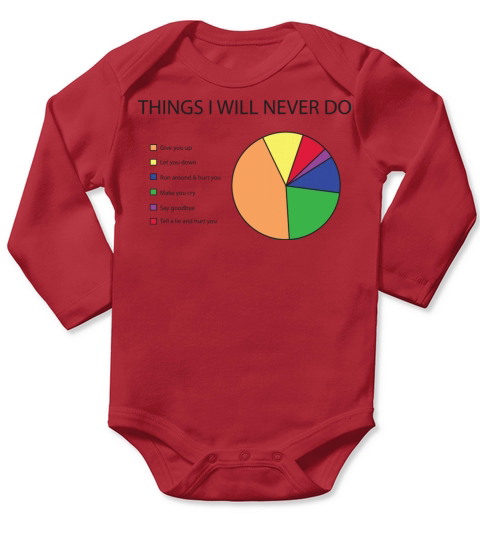 Things I will never do pie chart Long Sleeve Baby One-Piece