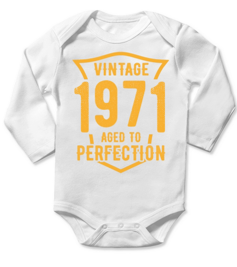 Vintage 1971 Aged To Perfection 52nd Birthday Long Sleeve Baby One-Piece
