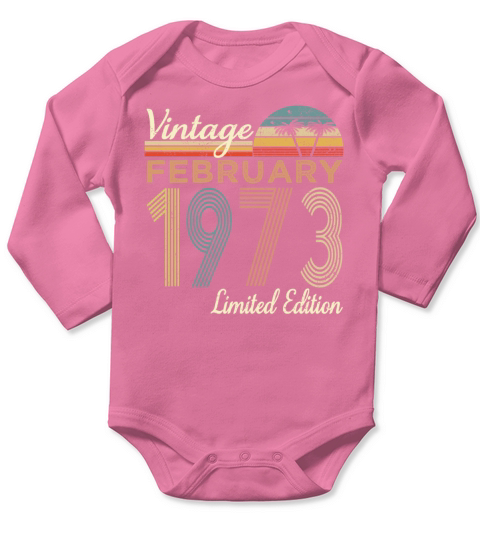Vintage FEBRUARY 1973 Limited Edition Long Sleeve Baby One-Piece