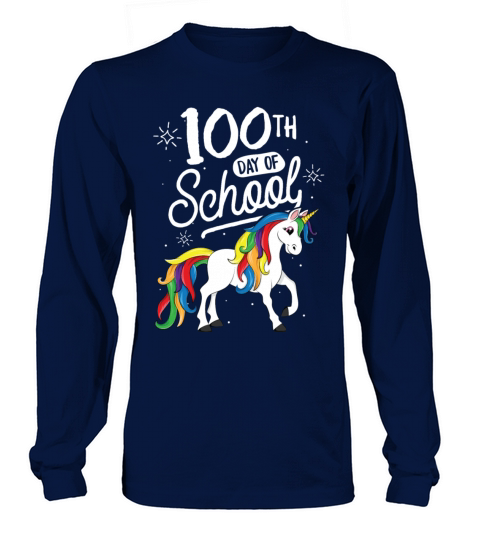 100 Days of School Unicorn TShirt for Girls Long sleeved Unisex
