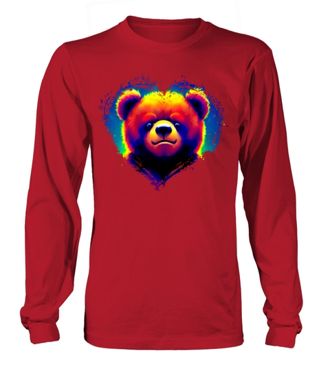 Cute Colorful Rainbow Bear Valentines Day Heart Long sleeved Unisex