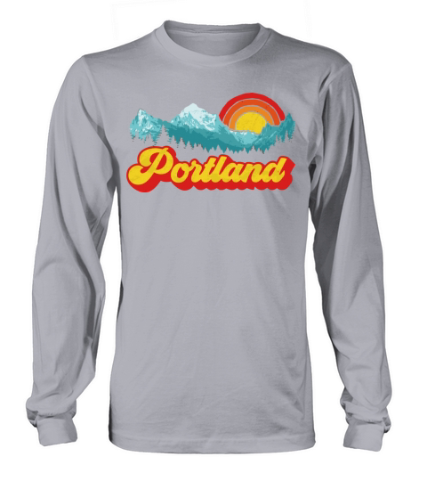 Groovy Portland Oregon Vintage Mountain Sun Retro Long sleeved Unisex