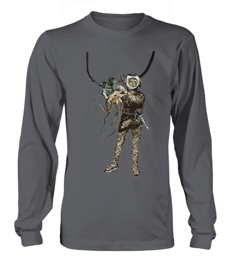 Vintage Helmet Diver Holding an Octopus Underwater Long sleeved Unisex