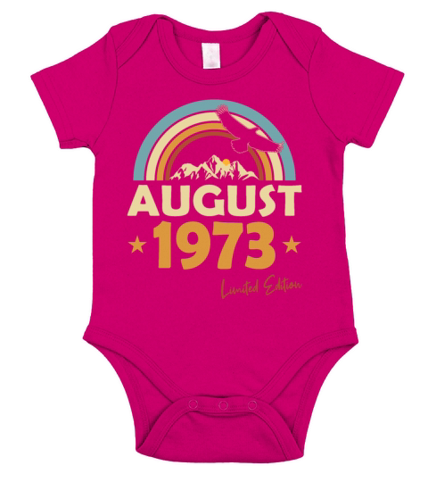 50th birthday vintage august 1973 limited edition Short Sleeve Baby One-Piece
