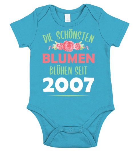 Born In 2007 Flowers Saying Birthday Gift Short Sleeve Baby One-Piece