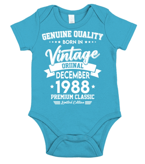 Born In December 1988 Original Vintage Short Sleeve Baby One-Piece