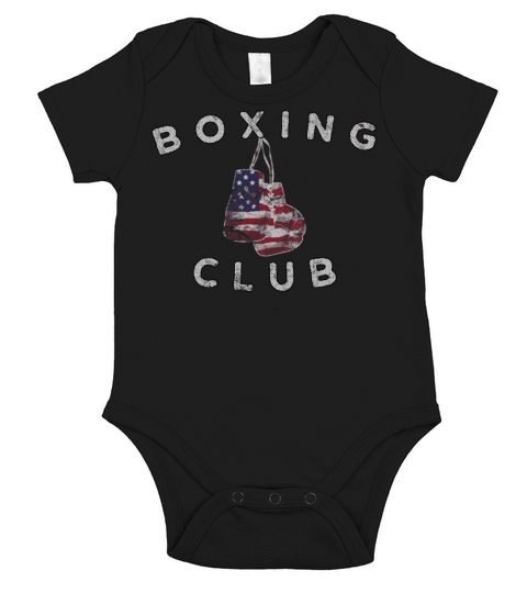 Boxing Club Vintage Us Flag Boxing Gloves Short Sleeve Baby One-Piece