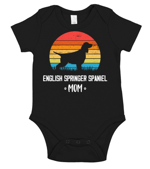 English Springer Spaniel Mom Retro Vintage Short Sleeve Baby One-Piece