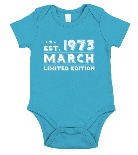 Est March 1973 - Birthday Present - Vintage Short Sleeve Baby One-Piece