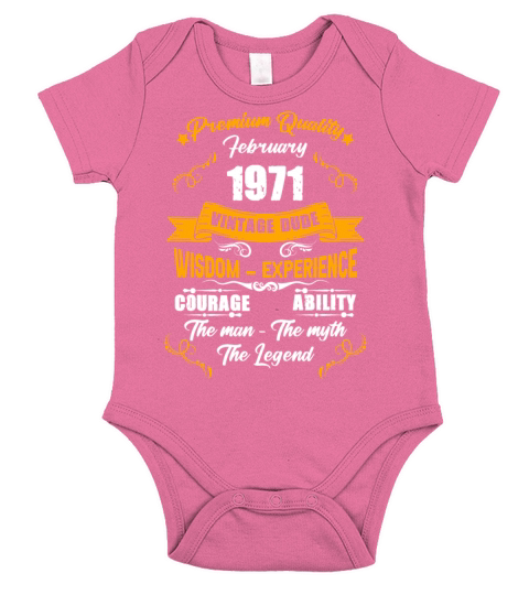 February 1971 Vintage Birthday Present Short Sleeve Baby One-Piece