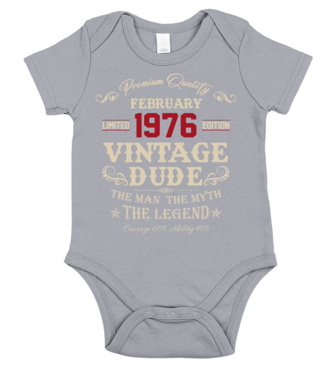 February 1976 Vintage Birthday Present Short Sleeve Baby One-Piece