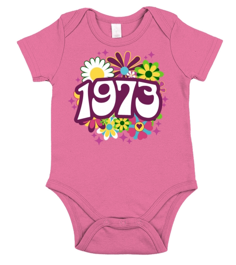 Groovy 50 Years Woman Colorful 1973 50th Birthday Short Sleeve Baby One-Piece