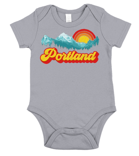 Groovy Portland Oregon Vintage Mountain Sun Retro Short Sleeve Baby One-Piece