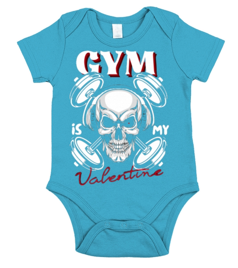 Gym Is My Valentine Skull With Headphones Short Sleeve Baby One-Piece