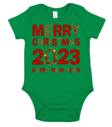 Merry Christmas and Happy New Year Short Sleeve Baby One-Piece