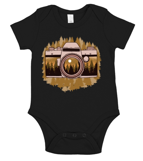 Retro Camera With Forest For Nature Photographers Short Sleeve Baby One-Piece