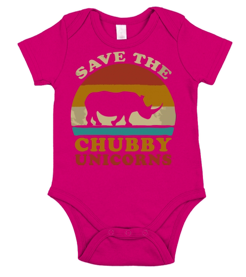 Retro Vintage Sunset Save The Chubby Unicorns Fat Short Sleeve Baby One-Piece