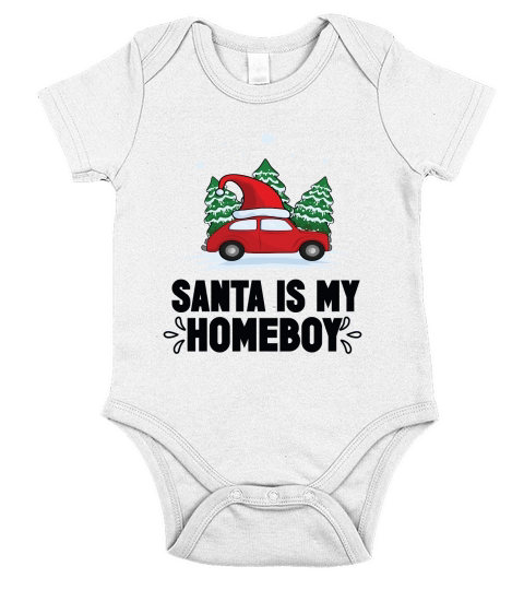 Santa Is My Homeboy Merry Christmas Short Sleeve Baby One-Piece