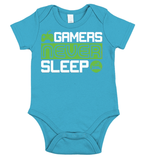 Vintage Gamers Funny Games Never Sleep Short Sleeve Baby One-Piece