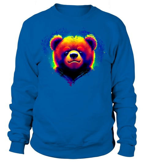 Cute Colorful Rainbow Bear Valentines Day Heart Sweatshirt Unisex