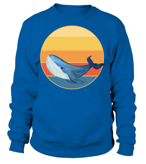Cute Kawaii Whale Retro Sunset Vintage Ocean Sweatshirt Unisex