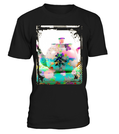 Japan Tea Pot Floral Pattern Chrysanthemum Cherry T-Shirt Unisex