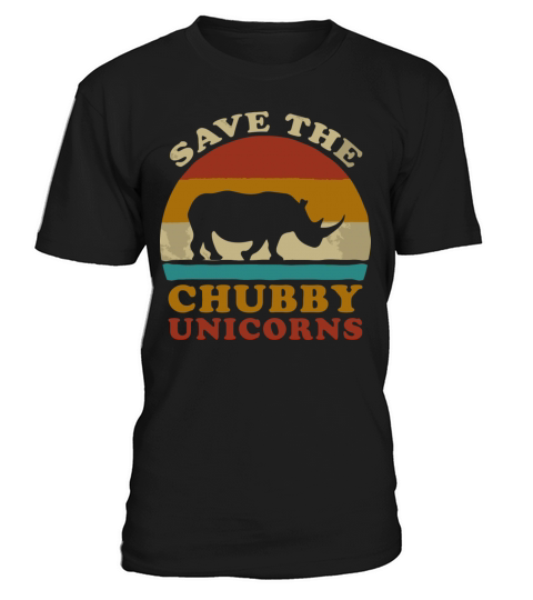 Retro Vintage Sunset Save The Chubby Unicorns Fat T-Shirt Unisex