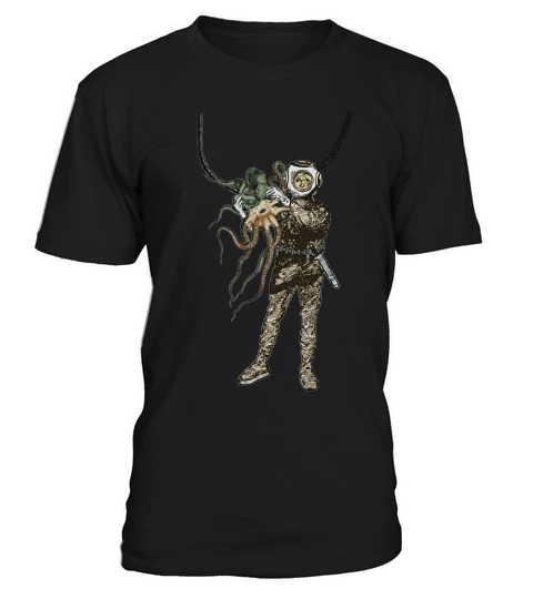 Vintage Helmet Diver Holding an Octopus Underwater T-Shirt Unisex